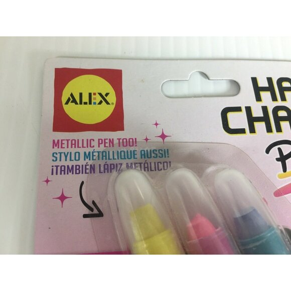 Halloween Hair Chalk Pens Alex Set 3 Metallic Yellow Pink Blue Fashion NEW - Picture 4 of 9